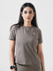 Leera Motion Pleat Performance Tee in Dust Brown