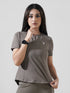 Leera Motion Pleat Performance Tee in Dust Brown
