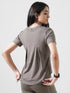 Leera Motion Pleat Performance Tee in Dust Brown