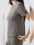 Leera Motion Pleat Performance Tee in Dust Brown