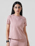 Leera Motion Pleat Performance Tee in Tea Pink