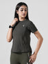 Leera Motion Pleat Performance Tee in Olive