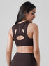 Leera Contour Cutout Sports Bra in Chocolate Brown
