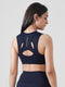 Leera Contour Cutout Sports Bra in Navy Blue