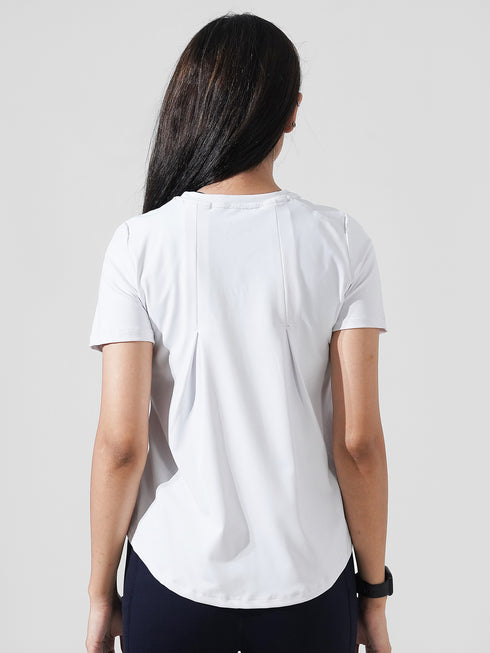 Leera Motion Pleat Performance Tee in White
