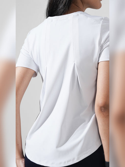 Leera Motion Pleat Performance Tee in White