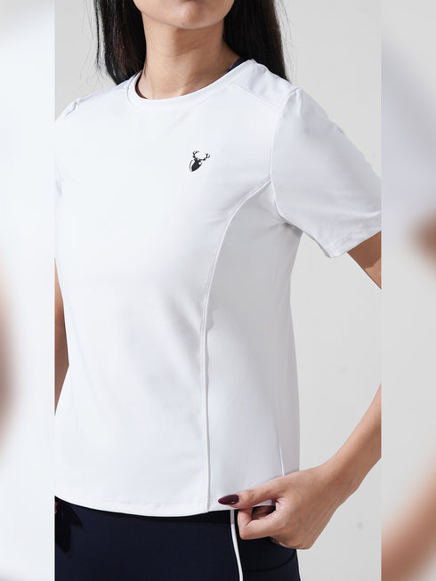 Leera Motion Pleat Performance Tee in White