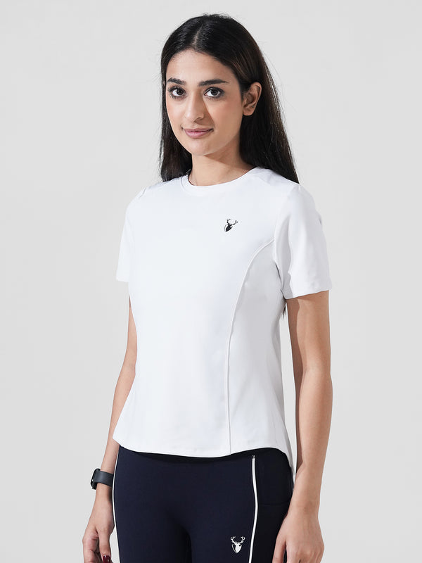 Leera Motion Pleat Performance Tee in White