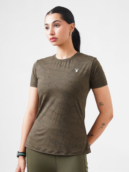 Leera Splash Super Soft Printed Tee in Olive