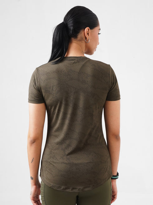 Leera Splash Super Soft Printed Tee in Olive