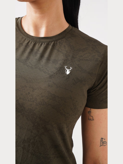 Leera Splash Super Soft Printed Tee in Olive