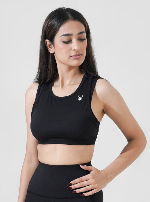 Leera Contour Cutout Sports Bra in Black