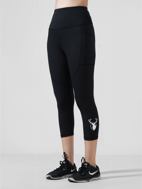Traction Black Pocket Capri Legging in Cloud Compression
