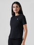 Leera Motion Pleat Performance Tee in Black