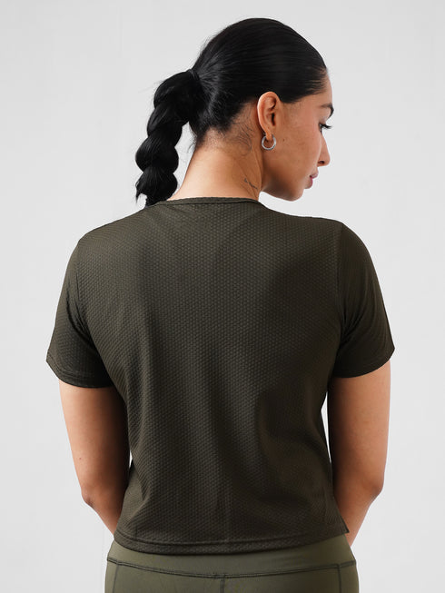 Leera pop Loose Cropped Top in Olive Green