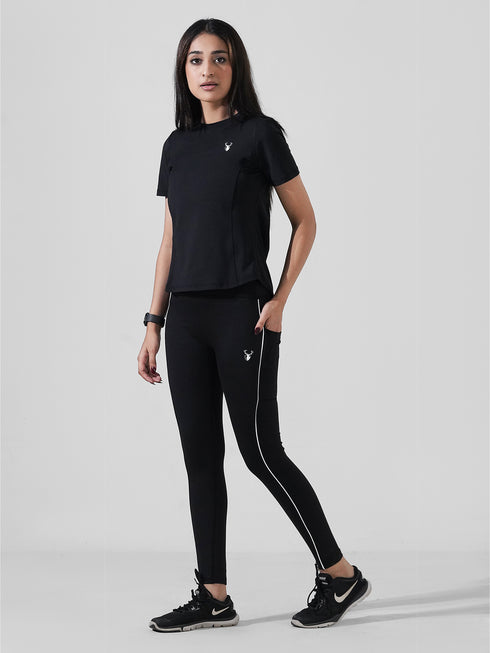 Black Motion Pocket Legging in Cloud Compression