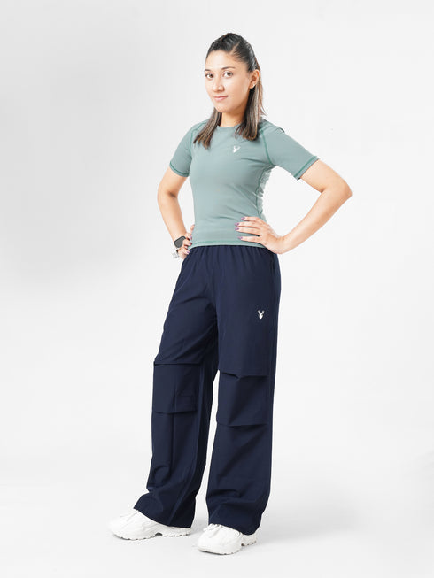 FlowFit Wide Leg Jogger Pants in Navy Blue