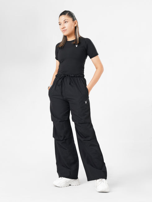 FlowFit Wide Leg Jogger Pants in Black