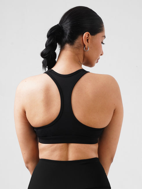 Performance Fixed Padded High Support Sports Bra in Black