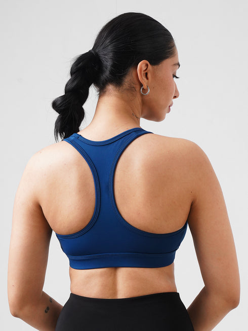 Performance Fixed Padded High Support Sports Bra in Teal Blue
