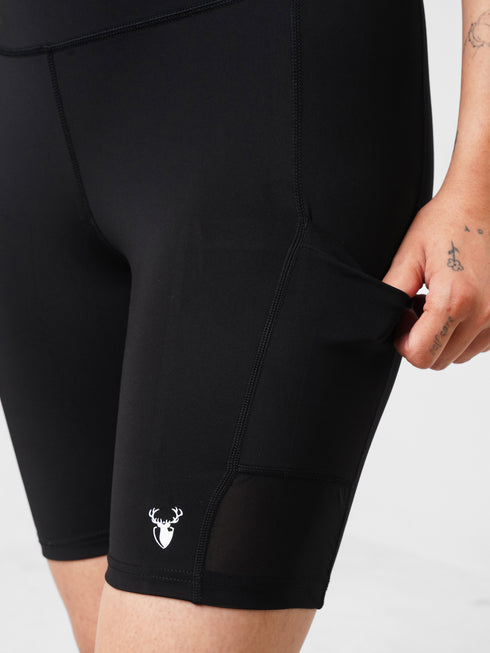 Leera Sleek Black Pocket Shorts