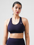 Performance Fixed Padded High Support Sports Bra in Navy Blue