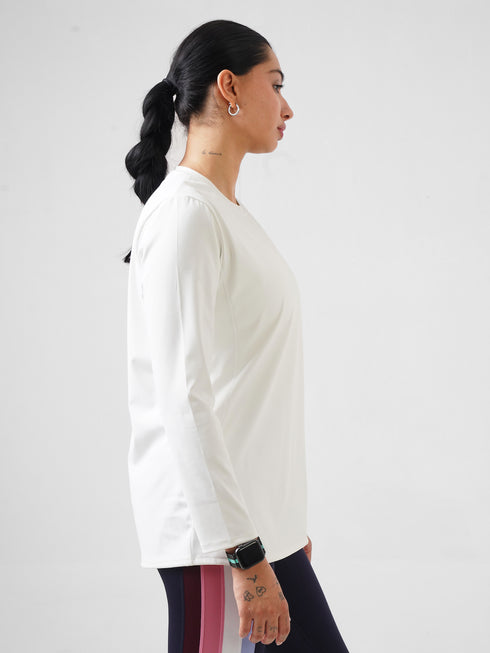 District Loose Fit Long Top in White Vanilla