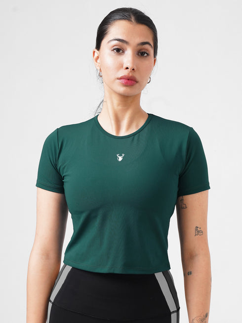 LEERA Active Crop Top in Teal Green