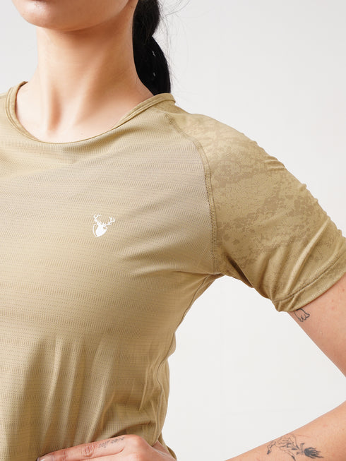 Leera Contrast Raglan Tee in Beige