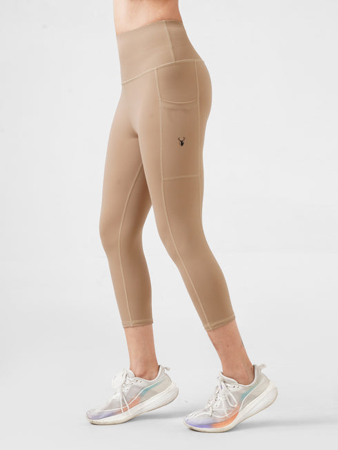Leera Beige Pocket Capri legging