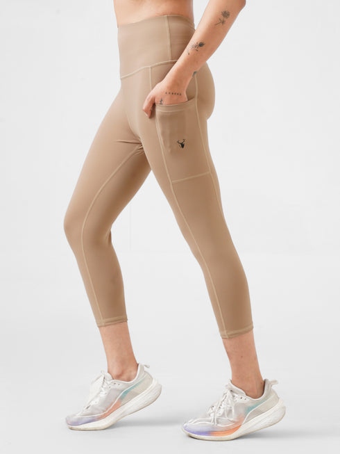 Leera Beige Pocket Capri legging