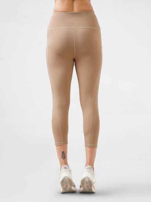 Leera Beige Pocket Capri legging