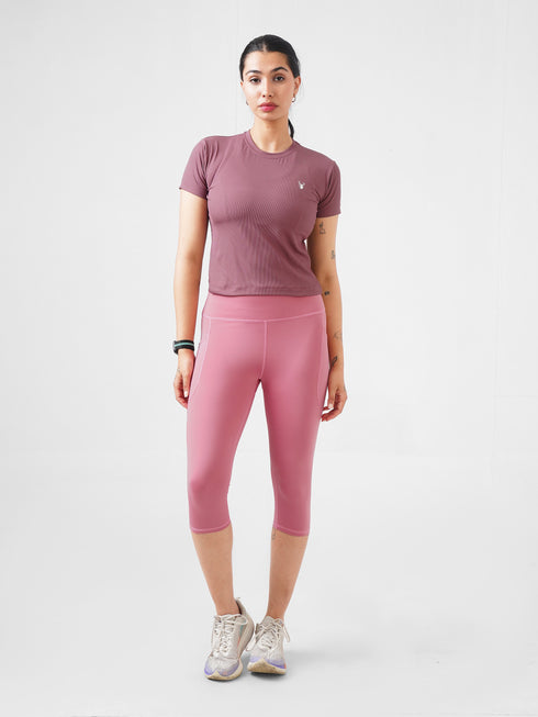 Leera Cropped Capri Pocket Legging in Pink