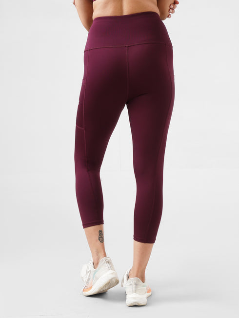 Leera Maroon Pocket Capri legging