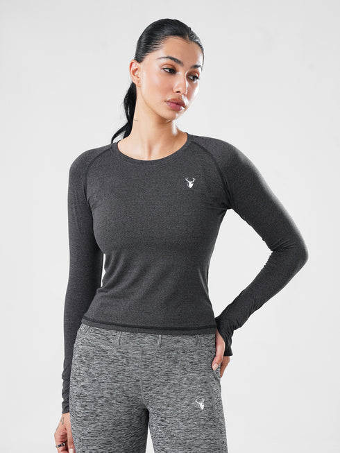 Leera Performance Fitted Tee in Grey Textured