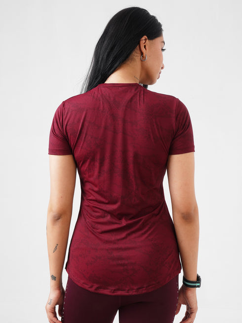 Leera Splash Super Soft Printed Tee in Maroon