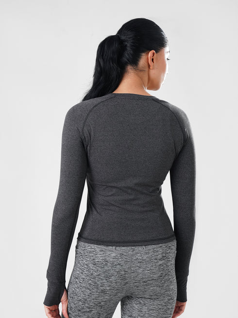 Leera Performance Fitted Tee in Grey Textured