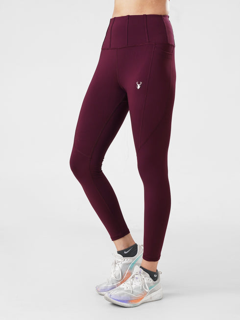 StrideFlex Pocket Legging in Maroon