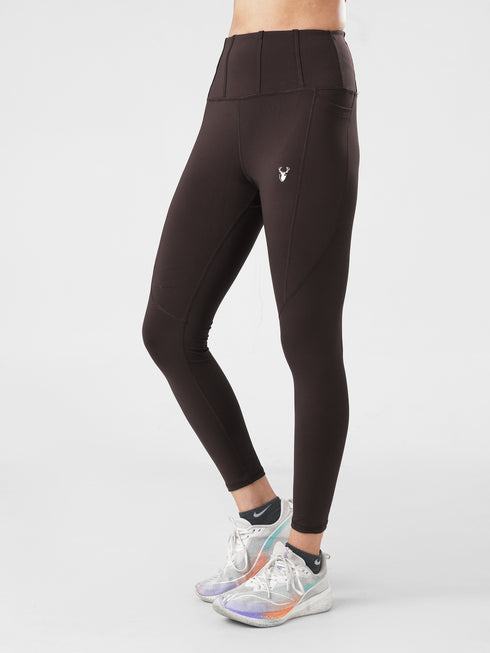 StrideFlex Pocket Legging in chocolate brown