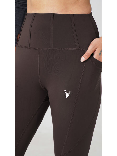 StrideFlex Pocket Legging in chocolate brown