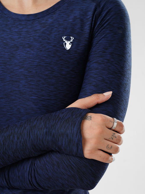 Leera Performance Fitted Tee in Blue Textured