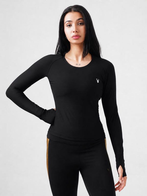 Leera Performance Fitted Tee in Black