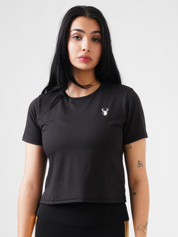 Leera pop Loose Cropped Top in Black