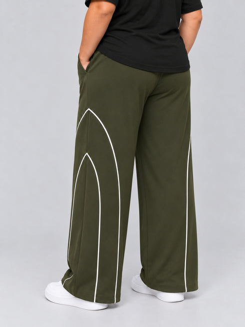 AeroArc Wide-Leg Lightweight Joggers in Olive ( PLUS SIZE )