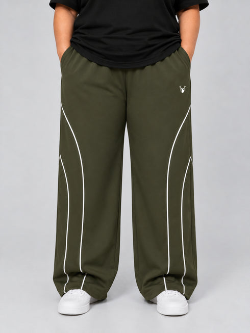 AeroArc Wide-Leg Lightweight Joggers in Olive ( PLUS SIZE )