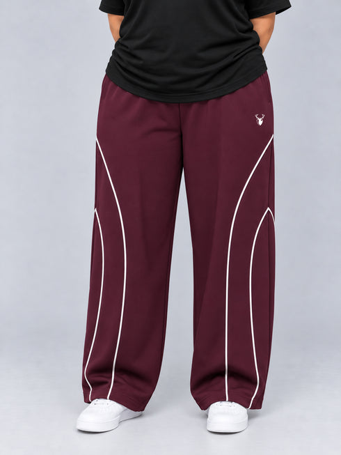 AeroArc Wide-Leg Lightweight Joggers in Maroon ( PLUS SIZE )