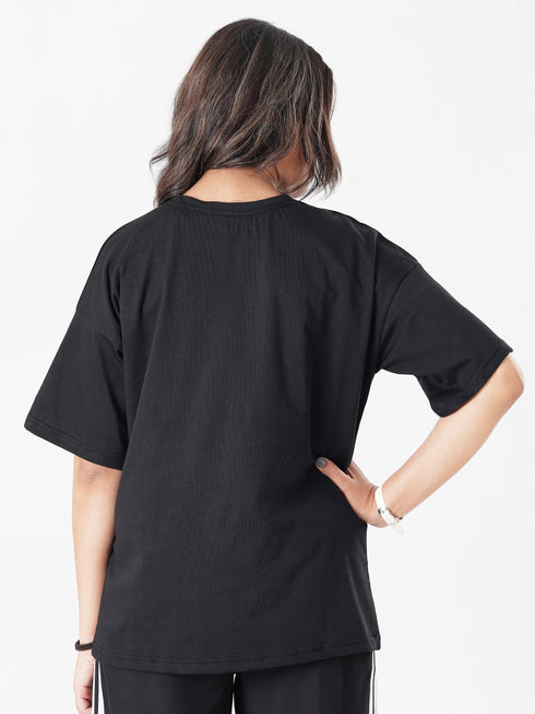LEERA Black Oversized Cotton Tee