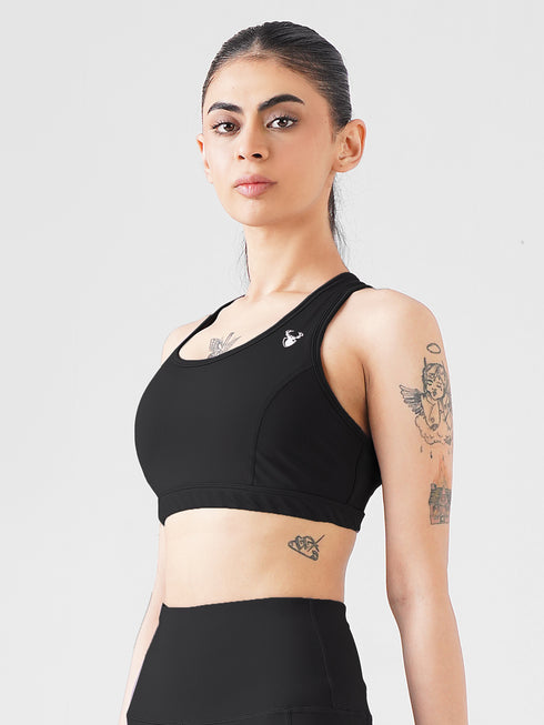 Athletic Non Padded Sports Bra in Black