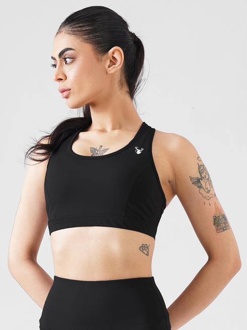 Athletic Non Padded Sports Bra in Black