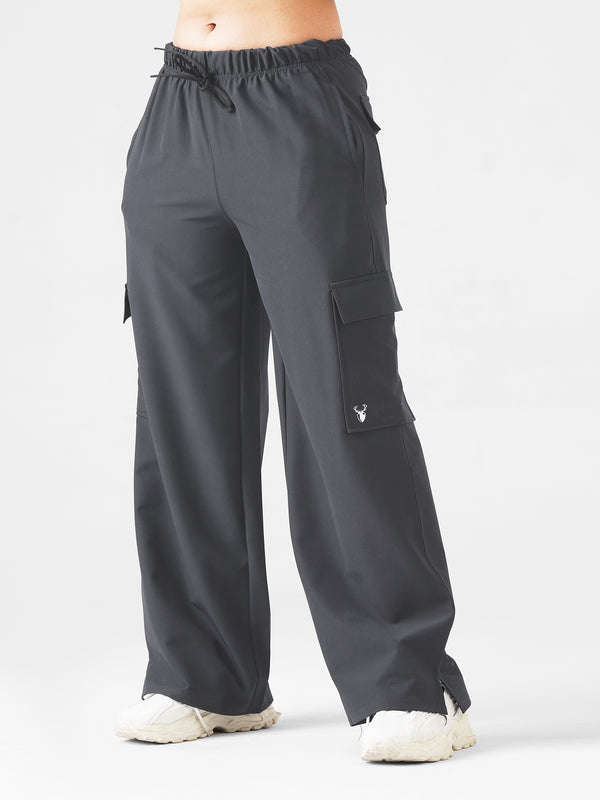 Modest Straight Fit Cargo Joggers in Charcoal